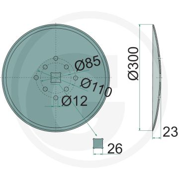 Eggeschijf glad, Ø: 300 x 3 mm - buiten-Ø: 300mm
