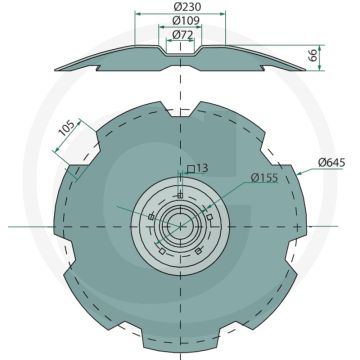 Eggeschijf getand, 645 x 6 mm - 7 tanden