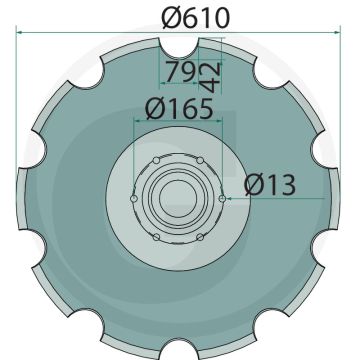 Schijf getand, Ø: 610 x 6 - 10 tanden
