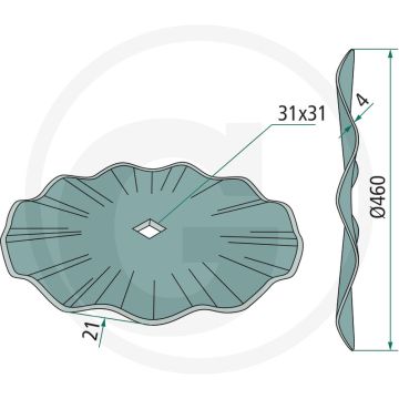 Snijschijf gegolfd, Ø: 460 x 4 mm - aantal assen: 12