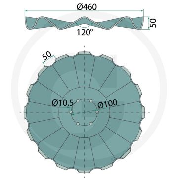 Eggeschijf gegolfd, Ø: 460 x 4 mm - 16 tanden