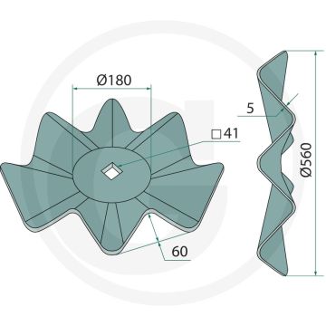 Snijschijf gegolfd, Ø: 560 x 5 mm - buiging: 60 mm