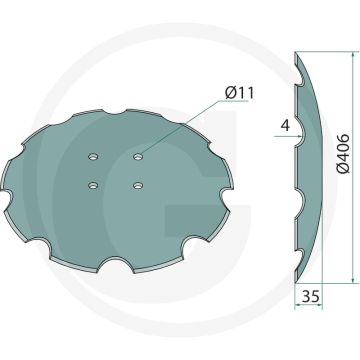 Schijf getand, voor markeur, Ø: 406 x 4 mm - dikte: 4mm