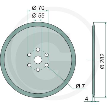 Schijfkouter glad, Ø: 282 x 4 mm binnen Ø: 55 mm - gatafstand-Ø: 70