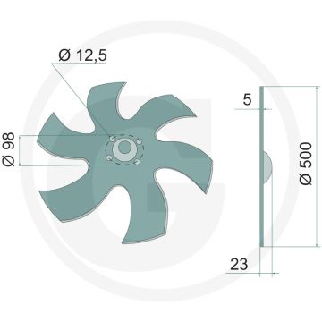 Nivellerende ster, rechts rechts, ster - buiten-Ø: 500mm
