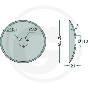 Schijfkouter glad, Ø: 320 x 3 mm, voor rotec-scharen - buiten-Ø: 320mm