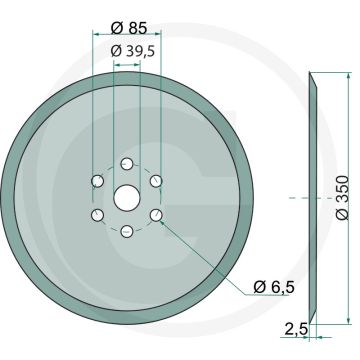 Zaaischijf glad, Ø: 350 x 2,5 mm - buiten-Ø: 350mm