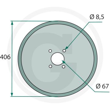 Zaaischijf nieuwe uitvoering met verzonken boring, Ø: 406 x 4 mm - buiten-Ø: 400mm