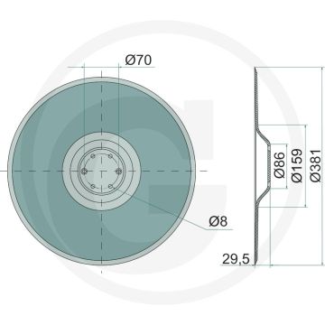 Schijfkouter glad, Ø 381 x 4 mm - buiten-Ø: 381mm