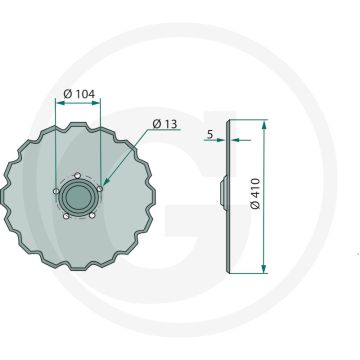 Zaaischijf getand, Ø: 410 x 5 mm - 20 tanden