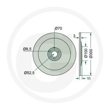 Schijfkouter glad, Ø: 300 x 3 mm - buiten-Ø: 300mm