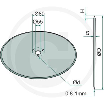 Schijfkouter glad, Ø: 560 x 5 mm, 22” - dikte: 5 mm