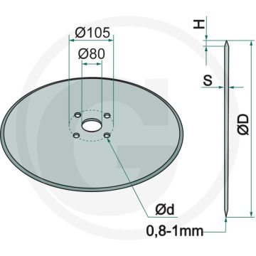 Schijfkouter glad, Ø: 675 x 6 mm - buiten-Ø: 675mm