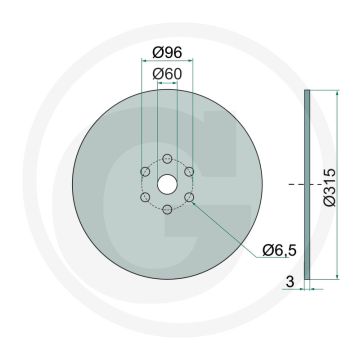 Schijfkouter glad, Ø: 315 x 3 mm - buiten-Ø: 315mm