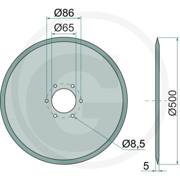 Kouterschijf glad, Ø: 500 x 5 mm - buiten-Ø: 500mm