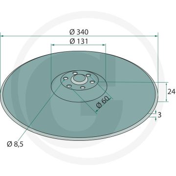 Schijfkouter glad, Ø: 340 x 3 mm - passend voor horsch