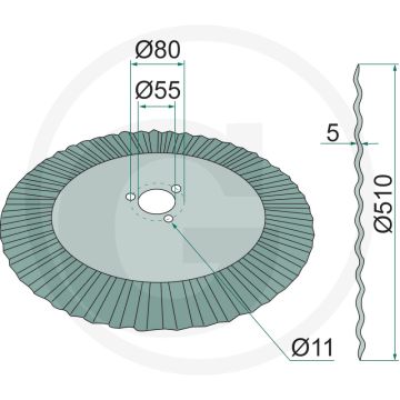 Disque ondulé, Ø : 510 x 5 mm, 20" - 50 dents