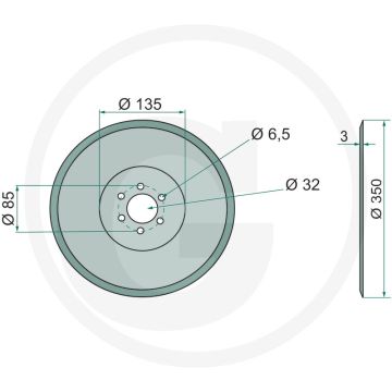 Zaaischijf Ø: 350 x 3 mm - glad - 6 boringen