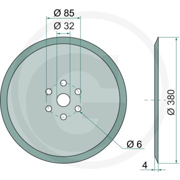 Zaaischijf glad, Ø: 380 x 4 mm - buiten-Ø: 380mm