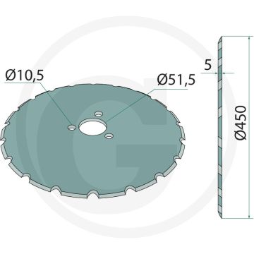 Zaaischijf Ø: 450 x 5 mm, steek-Ø: 86 mm - getand.