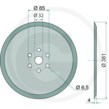 Kouterschijf glad, Ø: 381 x 4 mm - buiten-Ø: 381mm