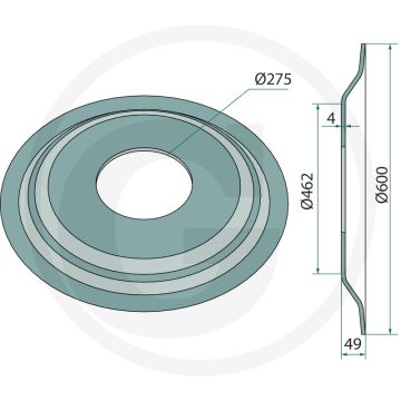 Dd-ring Ø: 600 x 4 mm - glad - 1 boorgat - 600 x 4 mm
