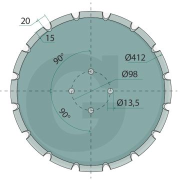 Schijf gekarteld - buiten-Ø: 412mm, dikte: 5mm, aantal tanden: 16