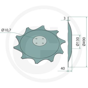 Disque pour la protection des cultures à droite - Ø extérieur : 490 mm