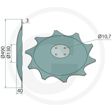 Disque pour la protection des cultures à gauche - Ø extérieur : 490 mm