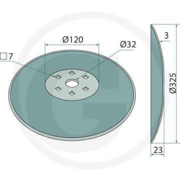Markeurschijf Ø: 325 x 3 - glad - 6 boringen - Ø 70 mm