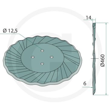 Turbo kouterschijf 460mm buiten-Ø gegolfd 4x98mm 12,5mm 20 assen