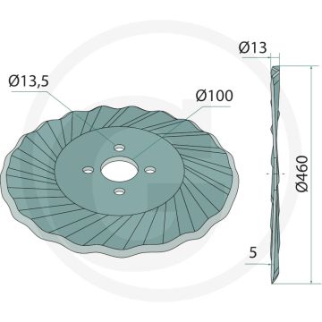Schijfkouter 460mm gegolfd 4-gats 13,5mm - grondbewerking en zaaitechniek