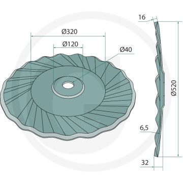 Tellerscheibe links - buiten-Ø: 520mm