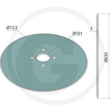 Sechscheibe Ø630x5 - gatafstand-Ø 140mm