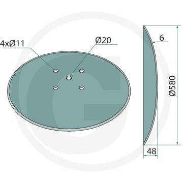 Scheibe - Ø 580mm x 6mm dikte - glatt uitvoering