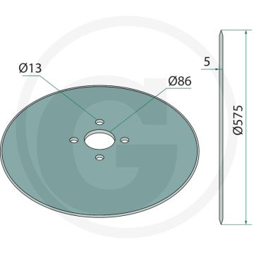 Sechscheibe 575mm buiten-Ø, 5mm dikte, glatt - 4 gaten, 110mm gatafstand
