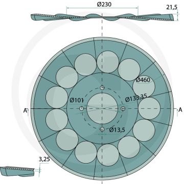 Gegolfde kouterschijf 13x gegolfd d 18'' - buiten-Ø: 460mm