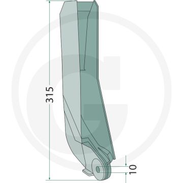 Kouterpunt monopill s, vanaf bj. 2000, lengte 315mm