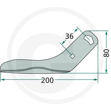 Glijzool links d7 80x200x36mm - amazone stand. zaaitechniek