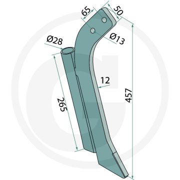 Heavy duty schaarpunt met hardgesoldeerde hardmetalen slijtplaat - type: cayena 6001