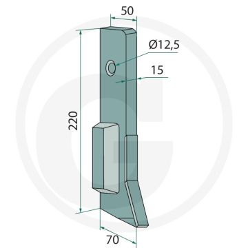 Heavy duty schaarpunt 15" lengte: 220 mm dikte: 15 mm - type: primera dmc