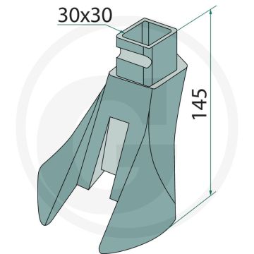 Zaadinjector 145mm lengte 30x30 vierkant