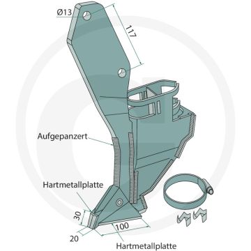 Zaaikouter, linker uitvoering granulaat - breedte 45 cm