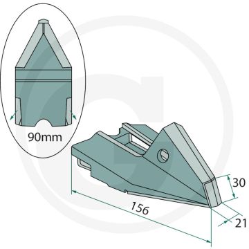 Schaarpunt vos-systeem, zaad en kunstmest - lengte: 200mm