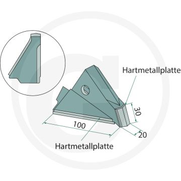 Schaarpunt, rechter uitvoering zaad & meststof - bourgault