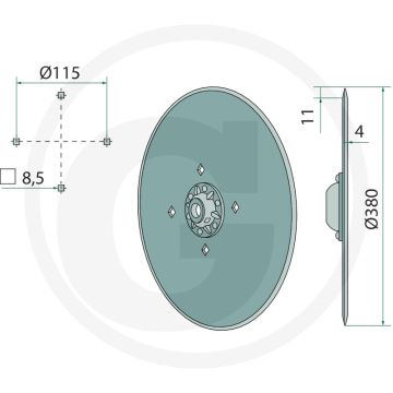 Zaaischijf compleet zonder lagerdeksel - dikte 4mm