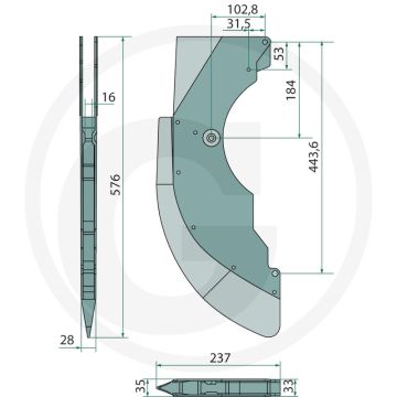 Schaar compleet - multicorn maïs, 576 mm lengte