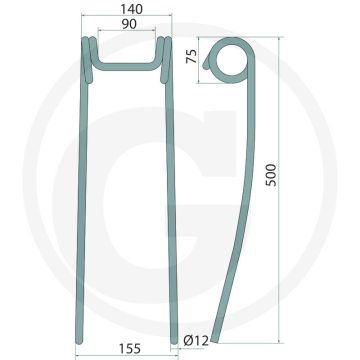 Eggetand vitu 12mm 500mm totale lengte grondbewerking en zaaitechniek