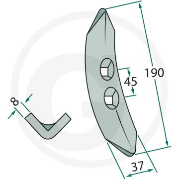 Beitel - werkbreedte 37mm