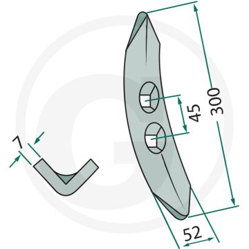 Beitel "ripper" - werkbreedte 52mm - grondbewerking en zaaitechniek